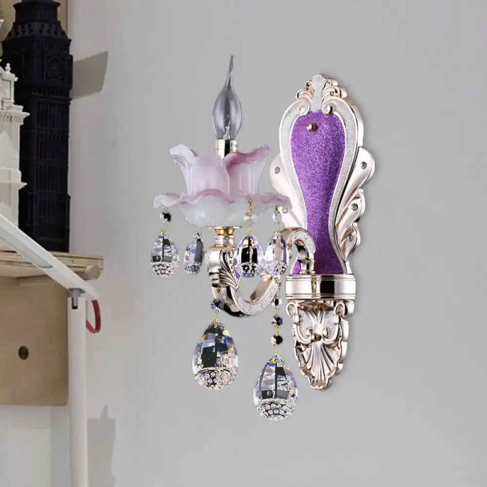 Purple Glass Crystal Sconce