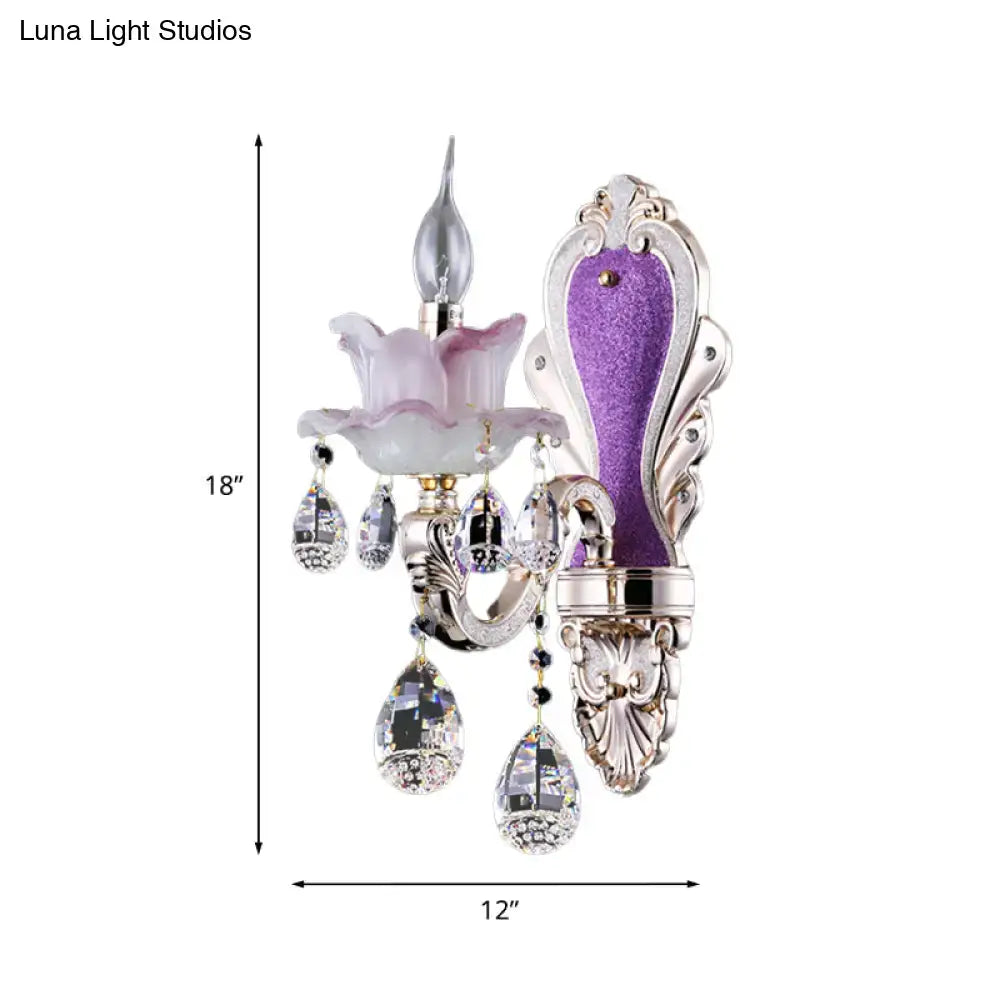 Purple Glass Crystal Sconce