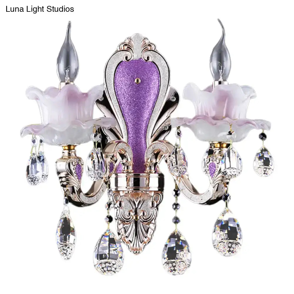 Purple Glass Crystal Sconce