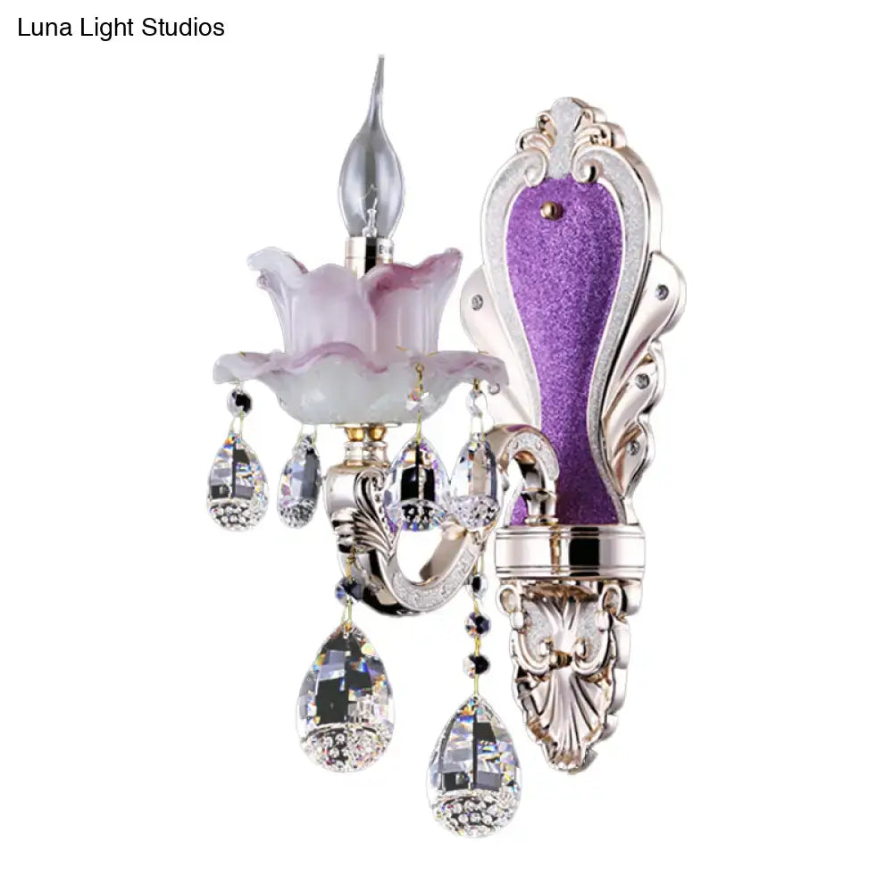 Purple Glass Crystal Sconce