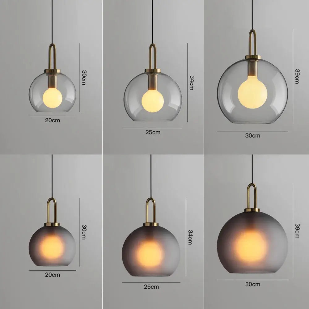 Gray Glass Ball Pendant Light for Restaurant or Bar