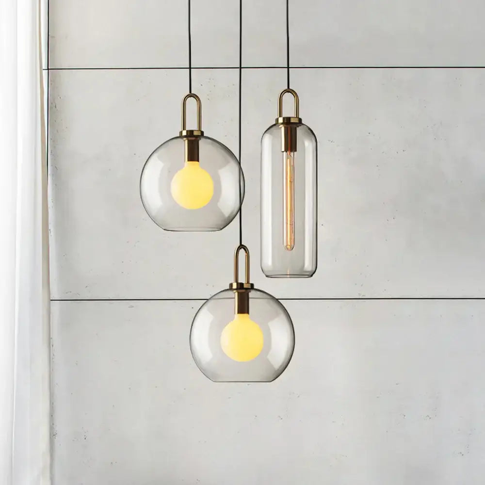 Gray Glass Ball Pendant Light for Restaurant or Bar