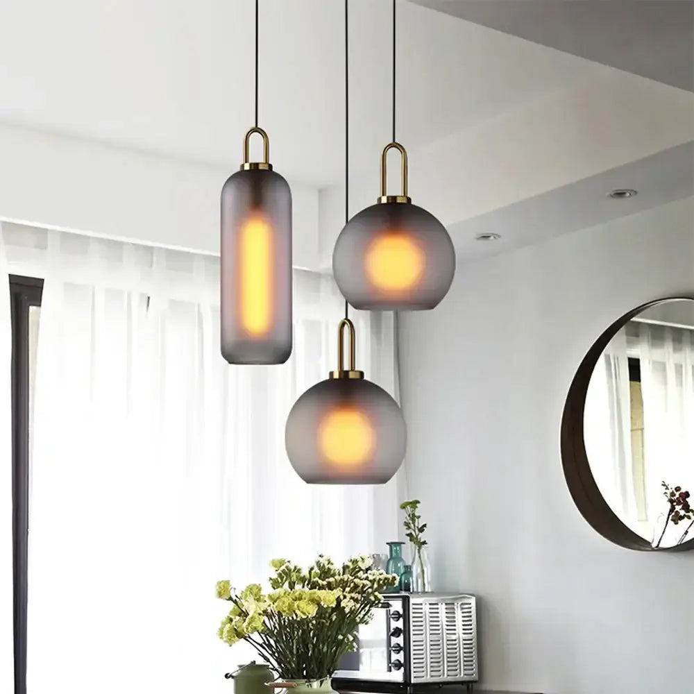 Gray Glass Ball Pendant Light for Restaurant or Bar