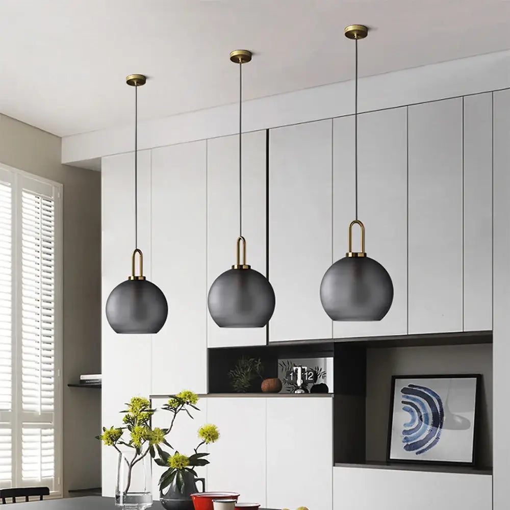 Gray Glass Ball Pendant Light for Restaurant or Bar