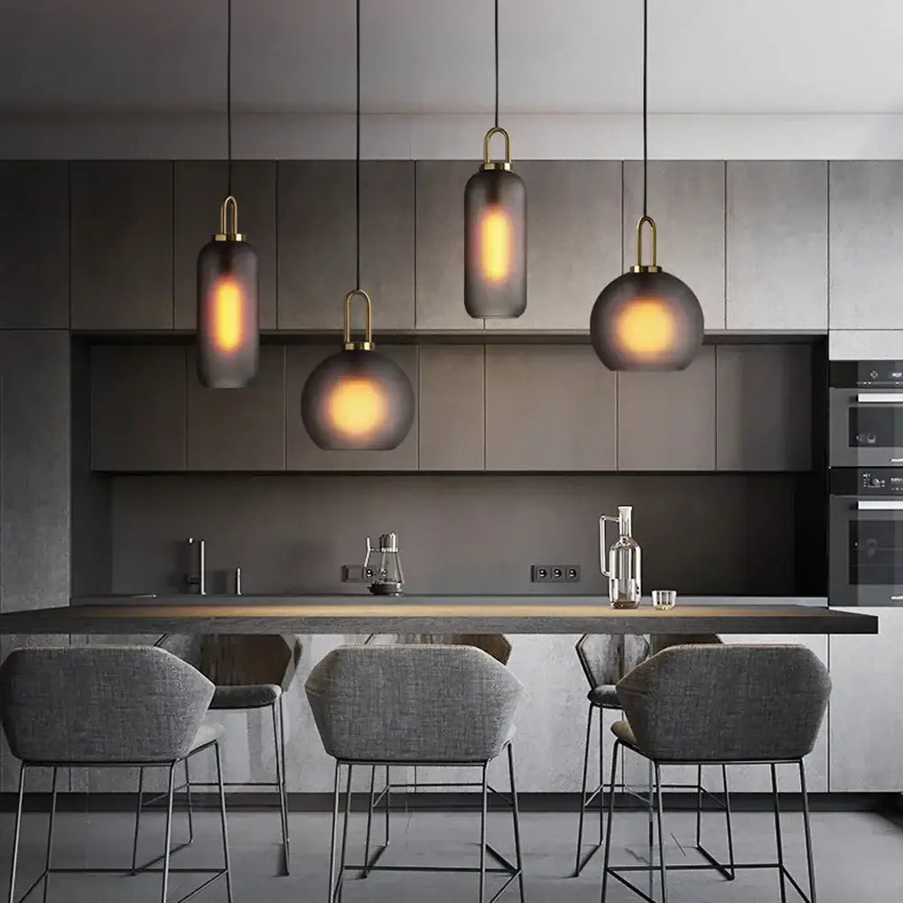 Gray Glass Ball Pendant Light for Restaurant or Bar