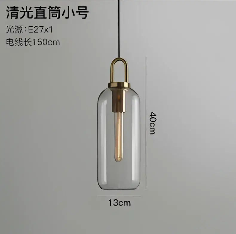 Gray Glass Cylinder Pendant
