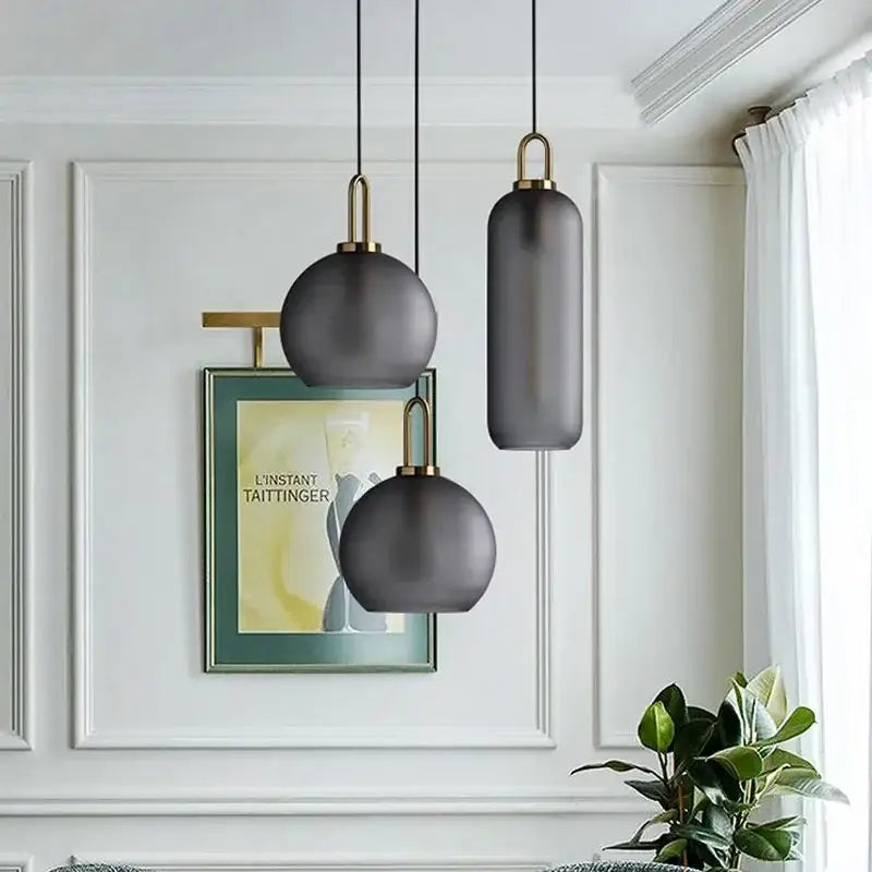 Gray Glass Cylinder Pendant
