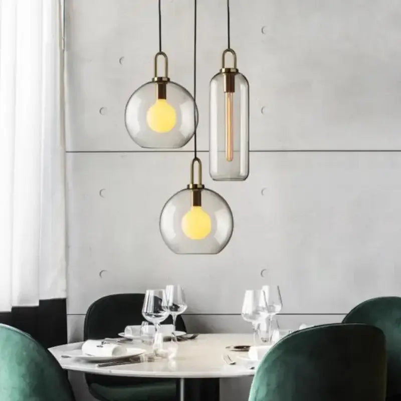 Gray Glass Cylinder Pendant