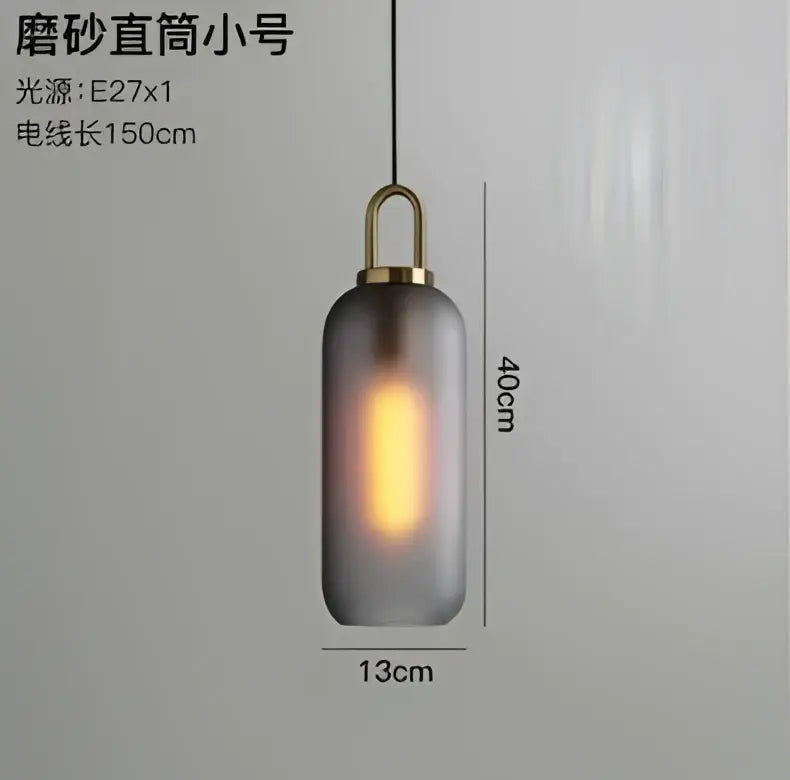 Gray Glass Cylinder Pendant