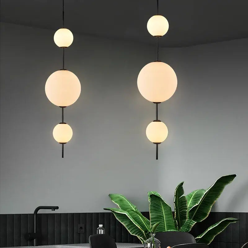 White Glass Ball Pendant for Dining Room