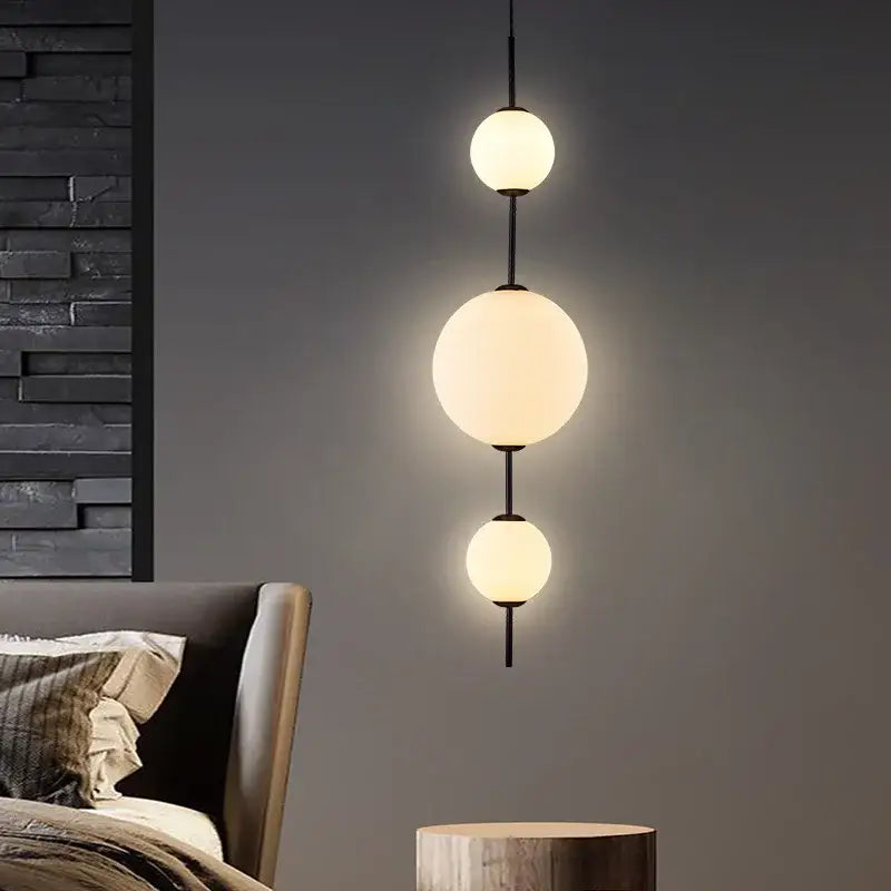 White Glass Ball Pendant for Dining Room