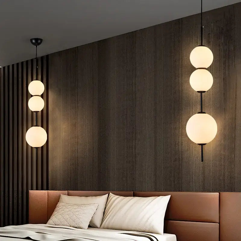 White Glass Ball Pendant for Dining Room