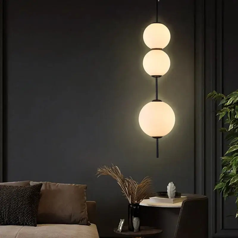 White Glass Ball Pendant for Dining Room