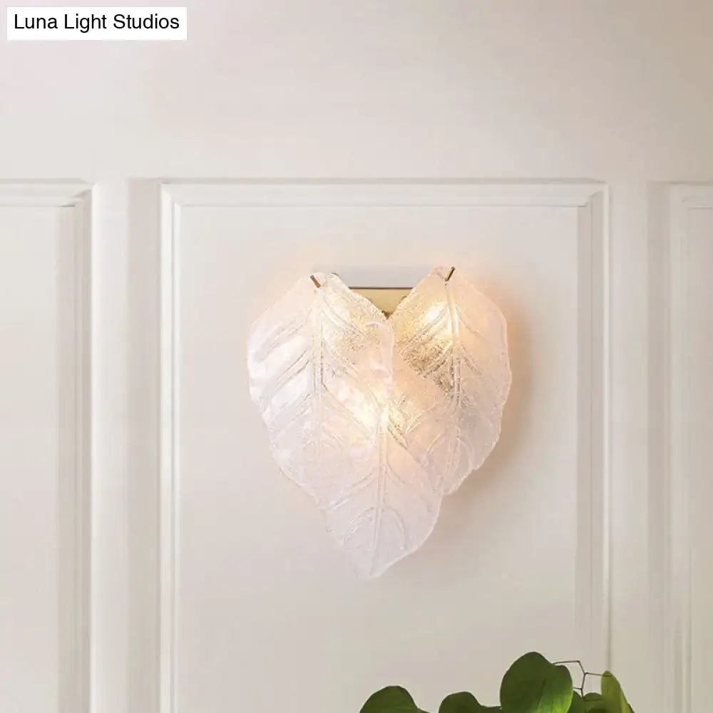 White Glass Leaf Sconce