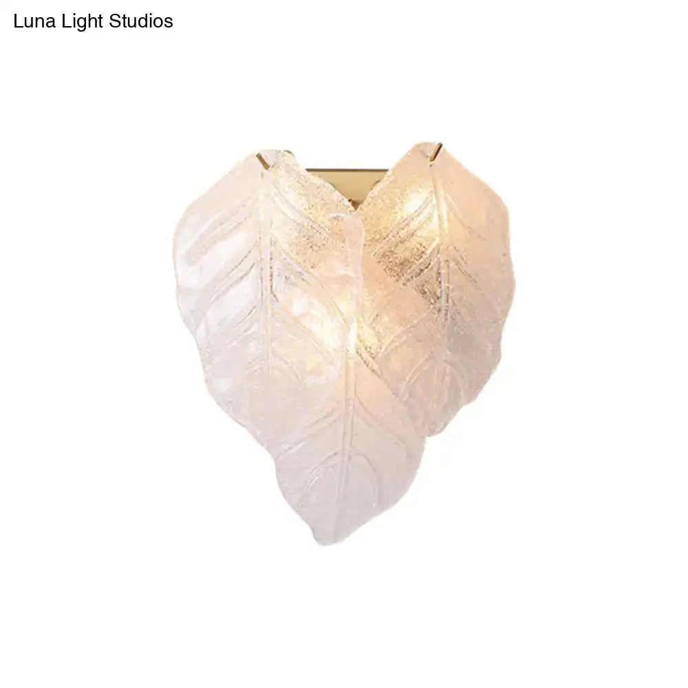 White Glass Leaf Sconce