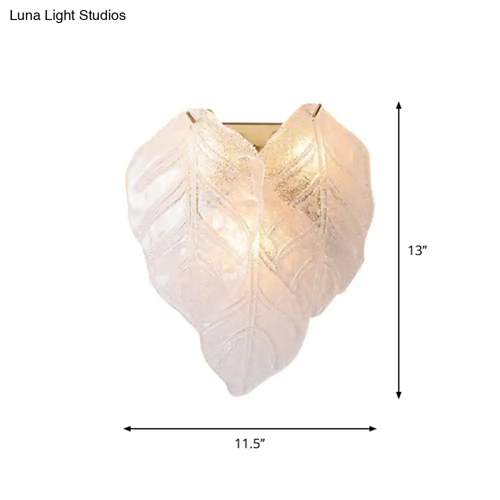 White Glass Leaf Sconce