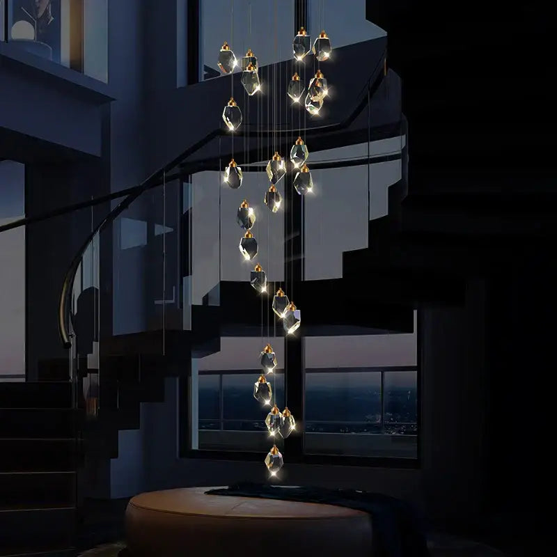 Gold Crystal Chandelier 24-Head Geometric Light