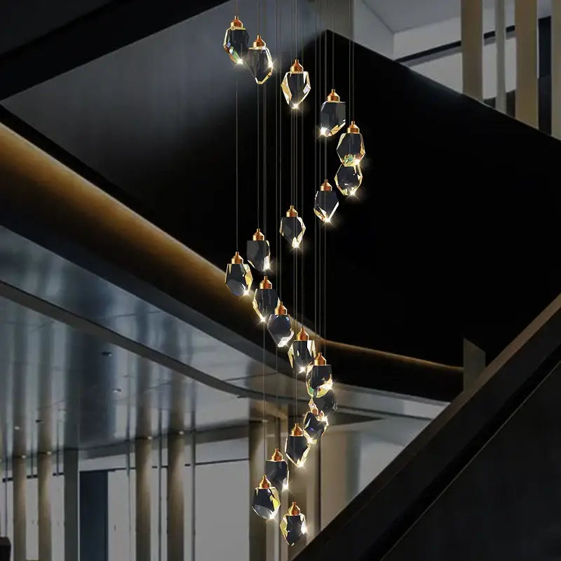 Gold Crystal Chandelier 24-Head Geometric Light
