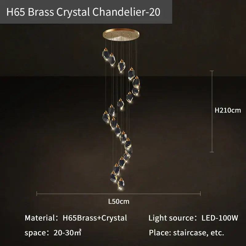 Gold Crystal Chandelier 24-Head Geometric Light