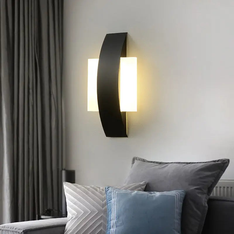 Black LED Round Living Room Wall Sconce