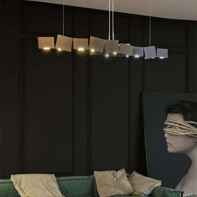 Bronze Geometric Pendant Light Adjustable 125cm