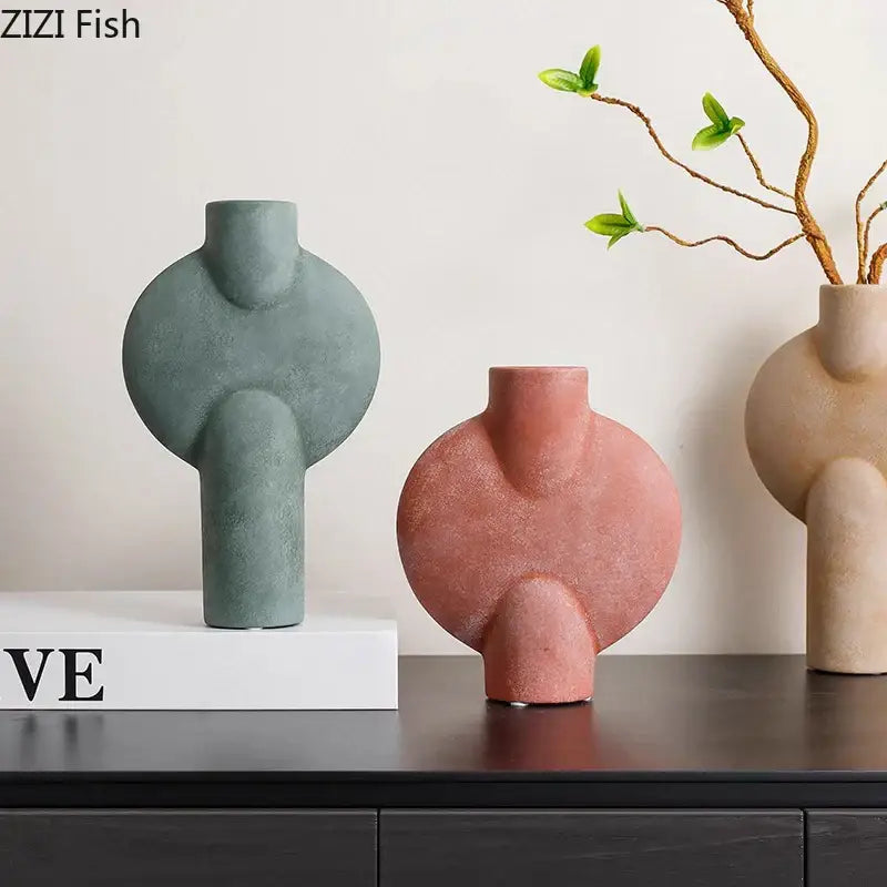 Geometric Ceramic Vase Set