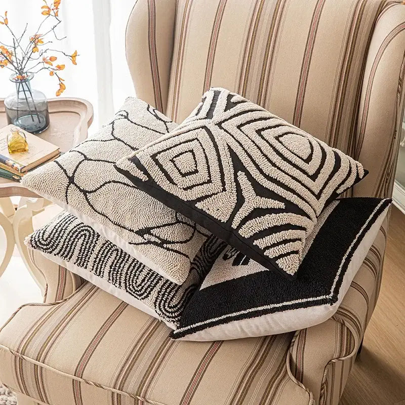 Black Geometric Cushion 45cm Cover
