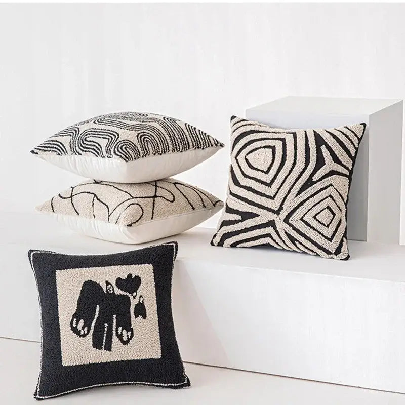Black Geometric Cushion 45cm Cover
