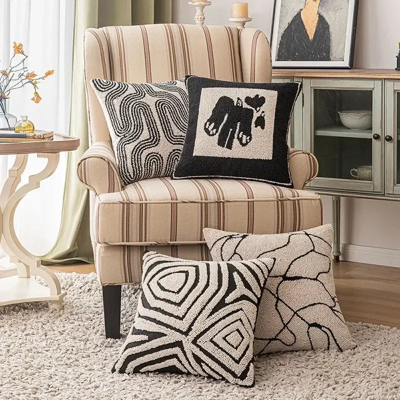 Black Geometric Cushion 45cm Cover