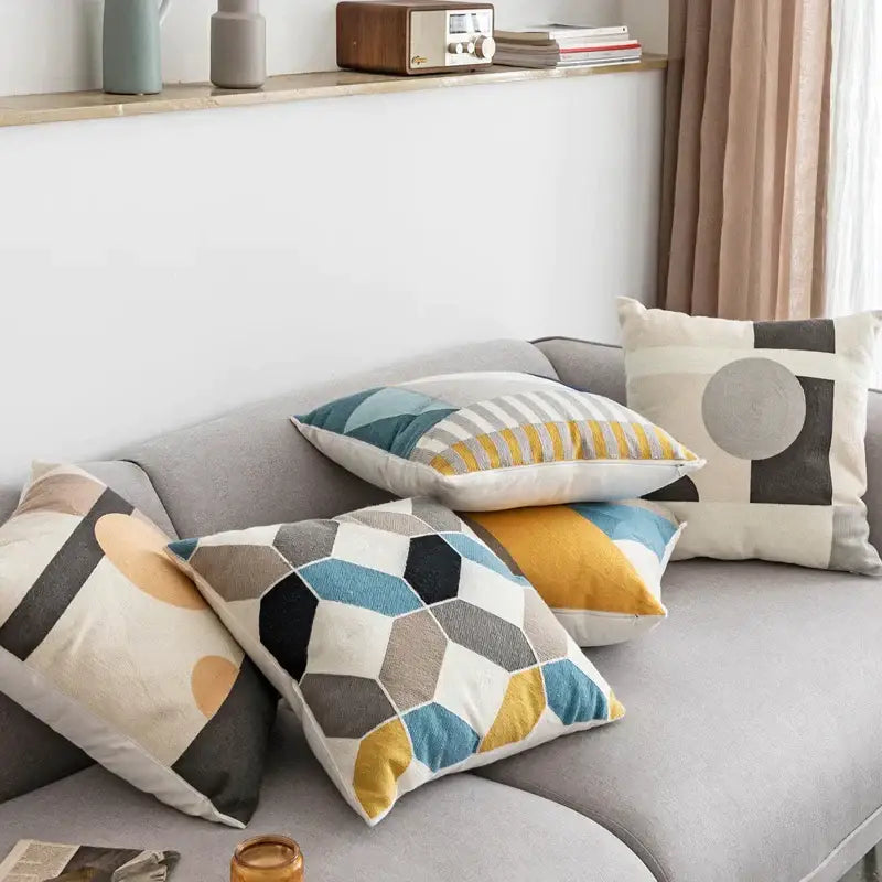 Multicolor Geometric Cushion Set
