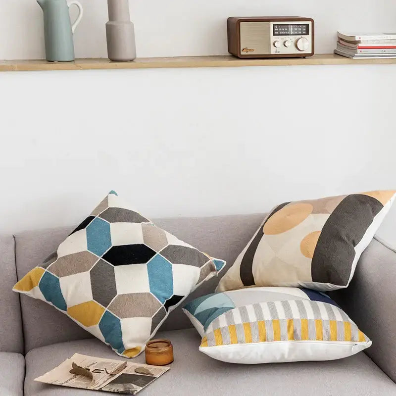 Multicolor Geometric Cushion Set