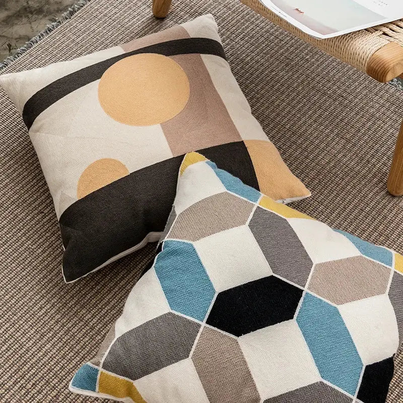 Multicolor Geometric Cushion Set