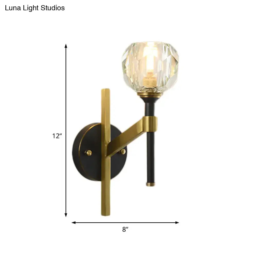 Black Gold Wall Sconce Flush Mount Crystal