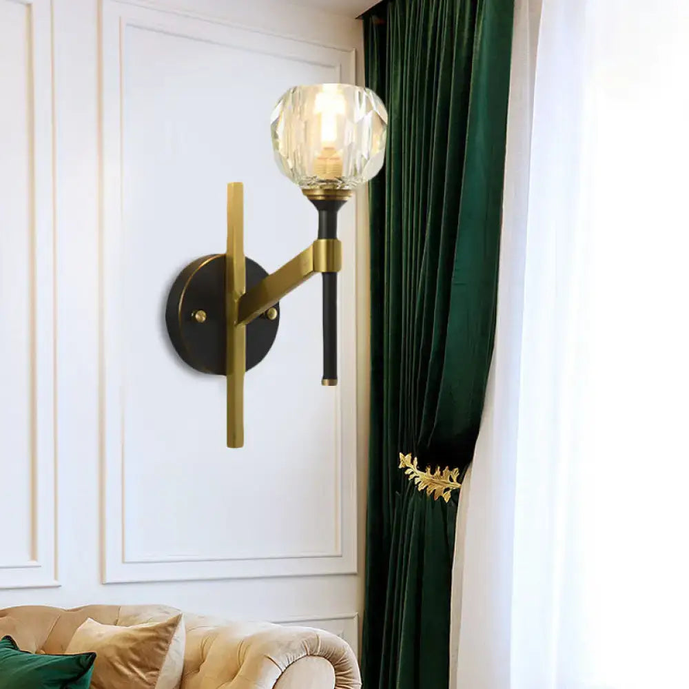 Black Gold Wall Sconce Flush Mount Crystal