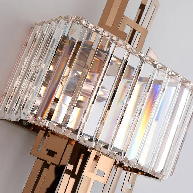 Gold Crystal Wall Sconce Geometric 25x60cm