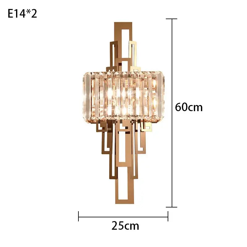 Gold Crystal Wall Sconce Geometric 25x60cm