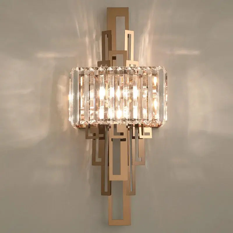 Gold Crystal Wall Sconce Geometric 25x60cm