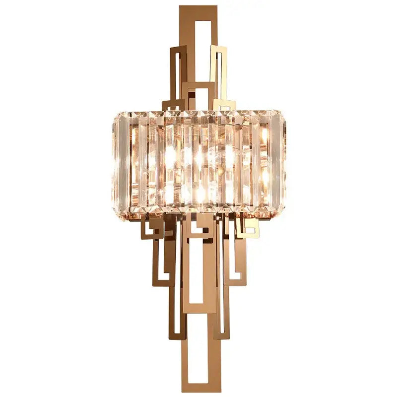 Gold Crystal Wall Sconce Geometric 25x60cm