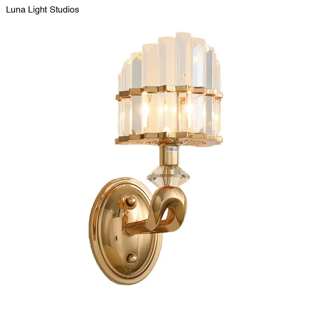 Gold Geometric Crystal Wall Sconce Living Room