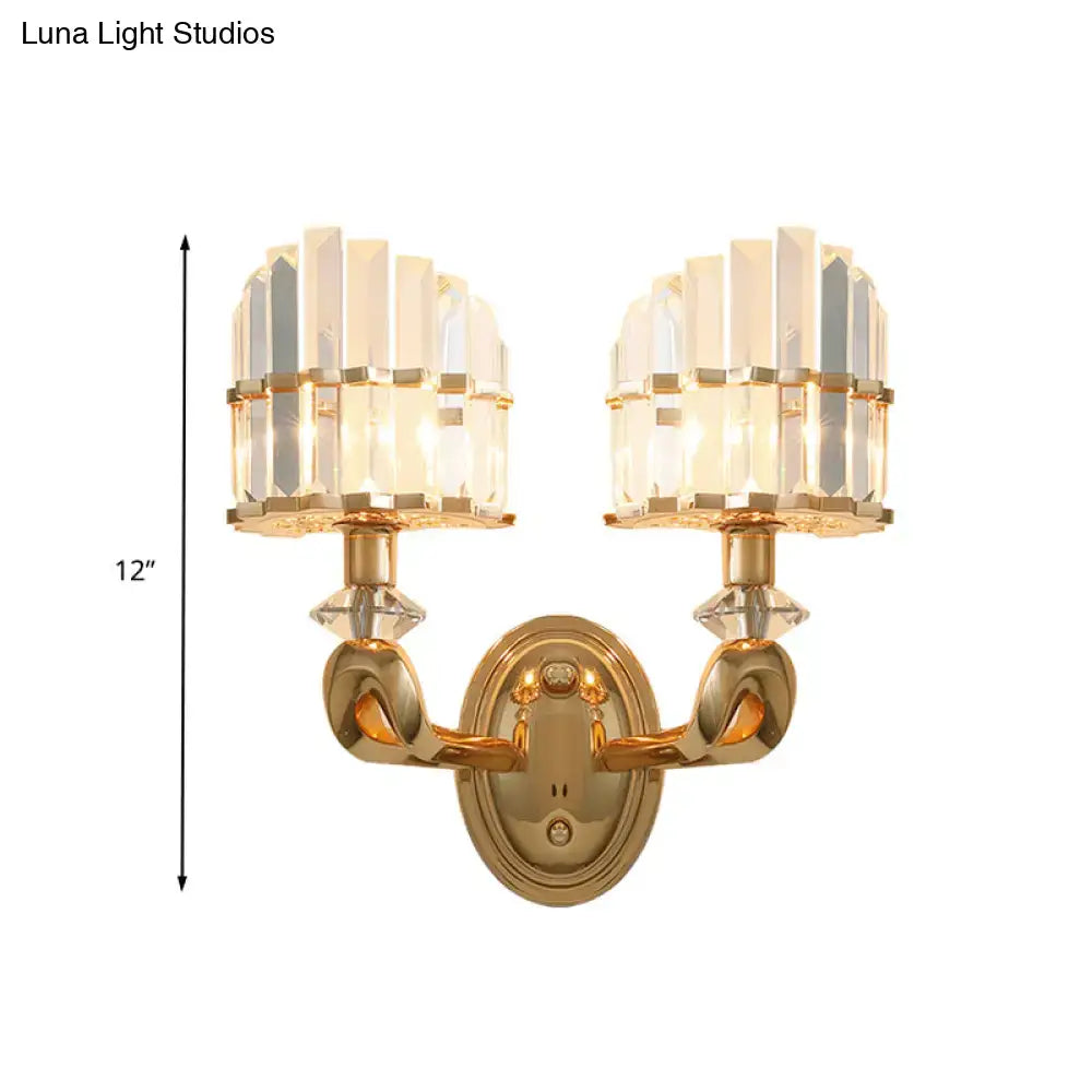 Gold Geometric Crystal Wall Sconce Living Room