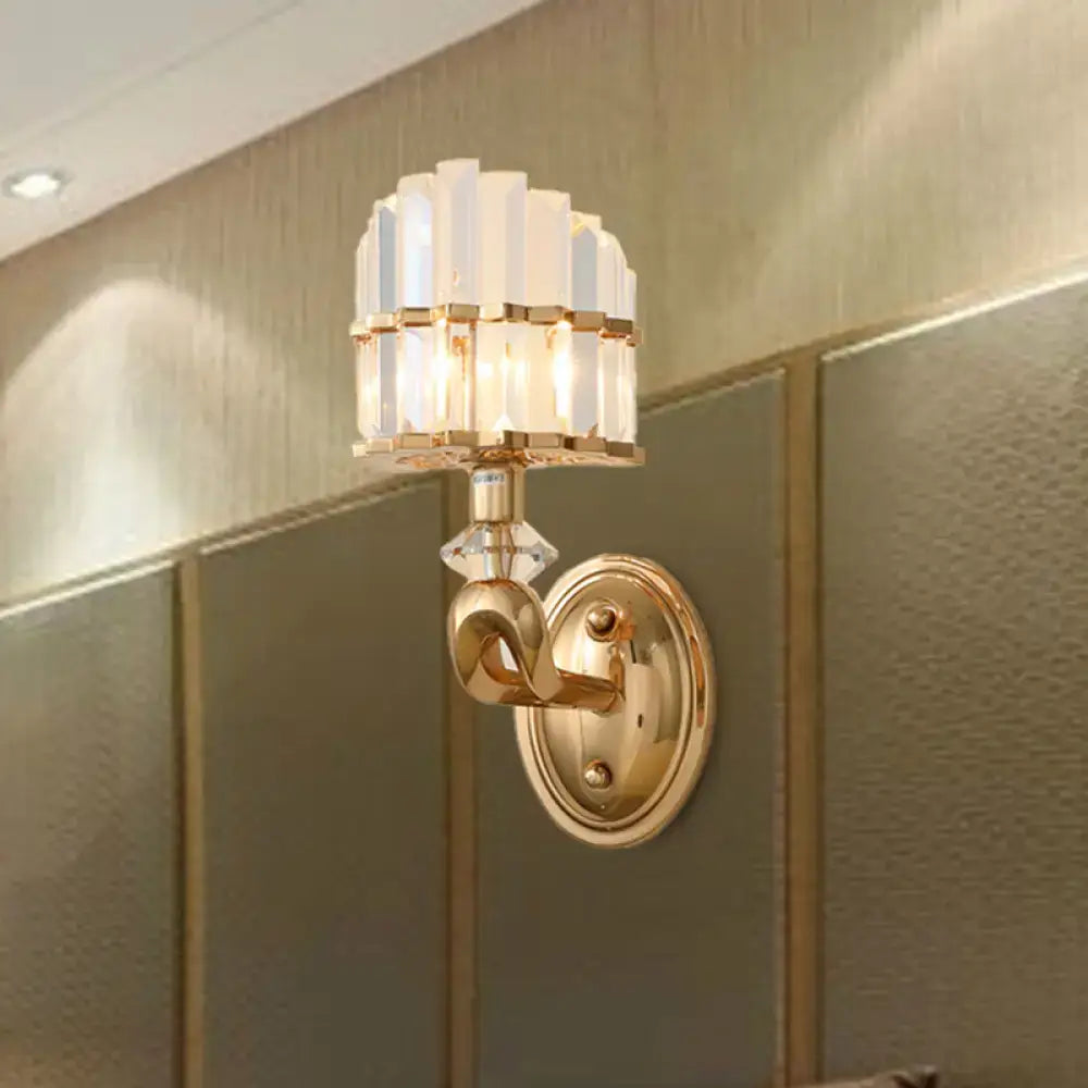 Gold Geometric Crystal Wall Sconce Living Room