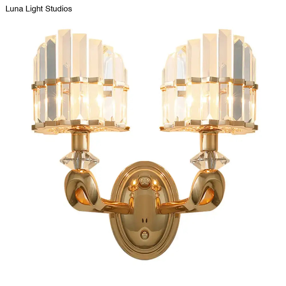 Gold Geometric Crystal Wall Sconce Living Room