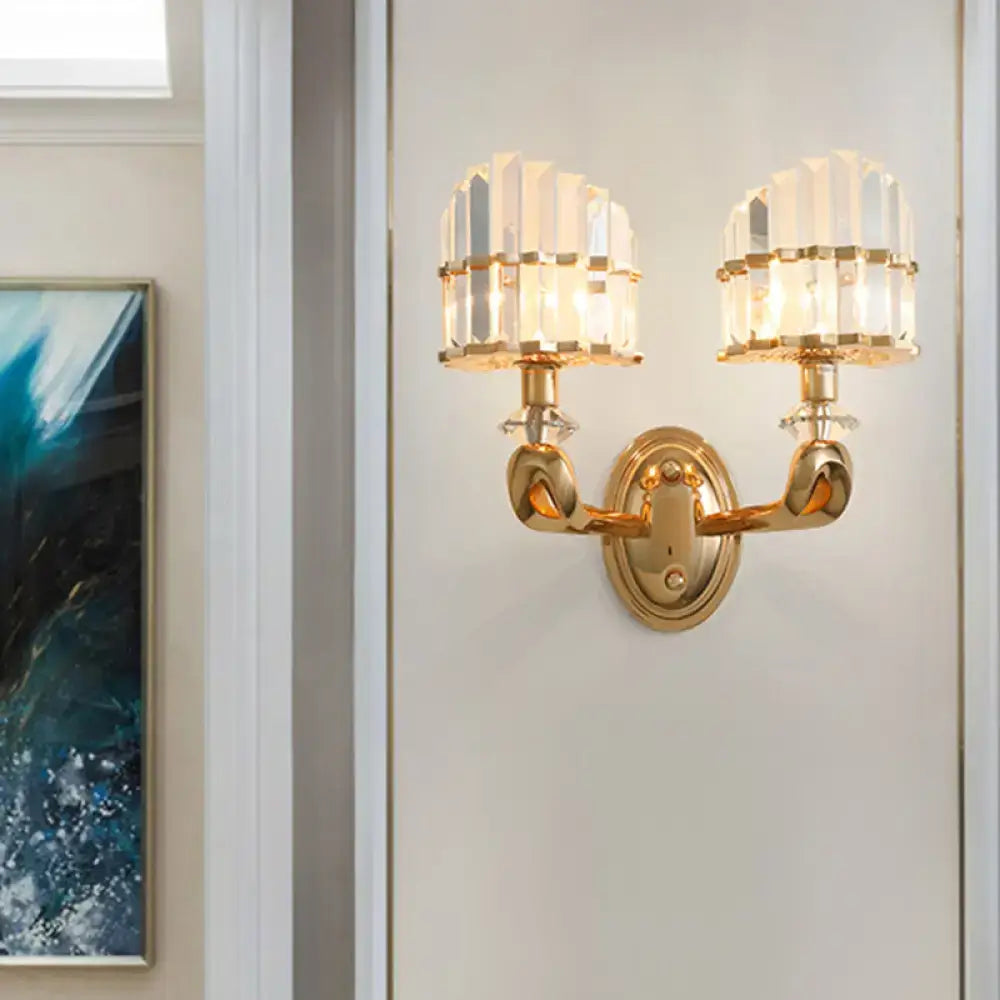 Gold Geometric Crystal Wall Sconce Living Room