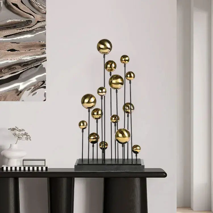 Gold Geometric Ball Sculpture