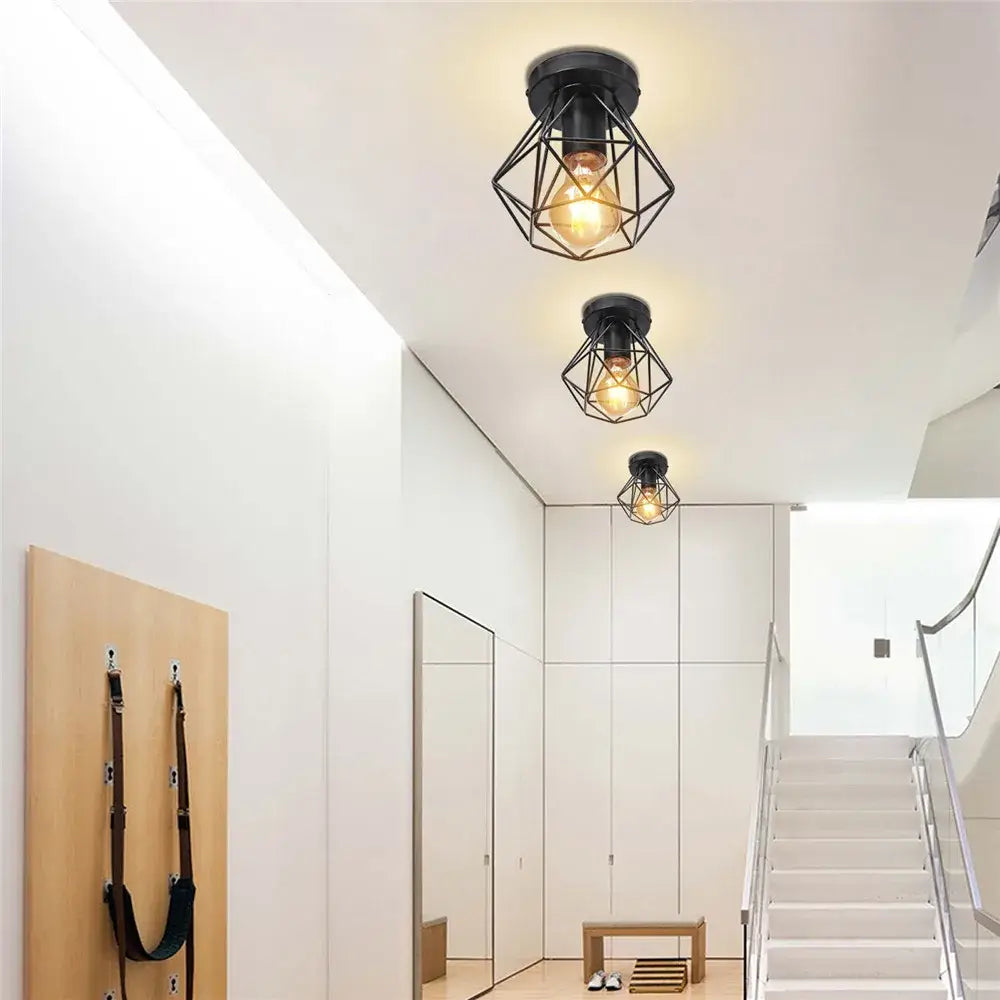 Black Cage Ceiling Light
