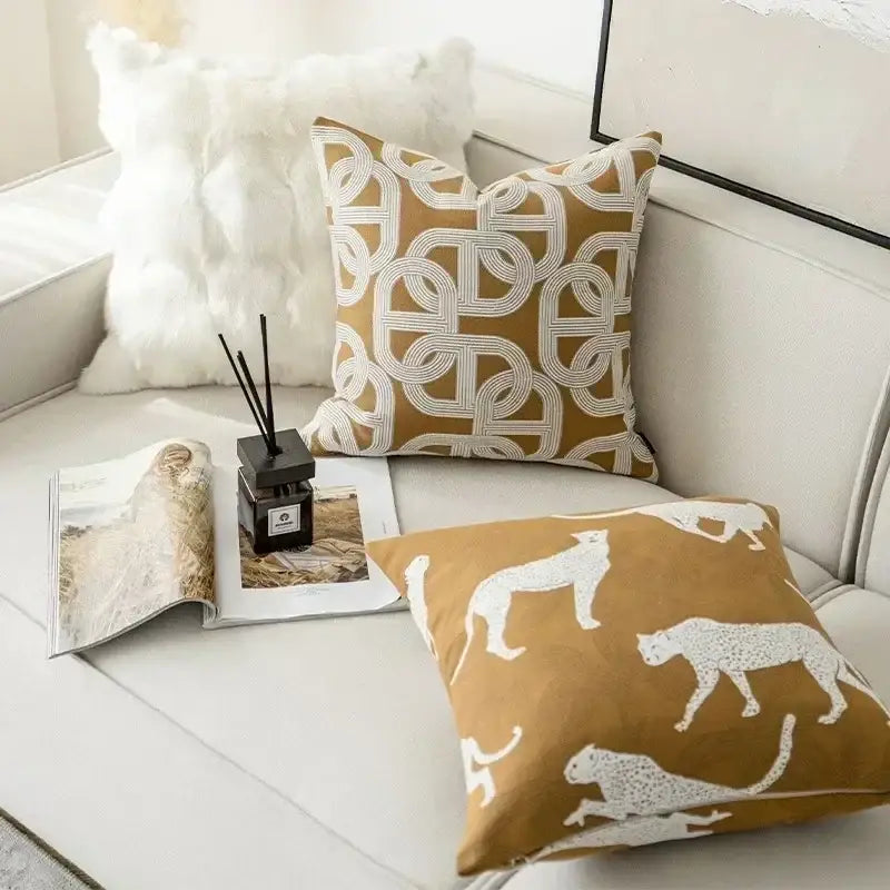 Brown Jacquard Cushion Cover