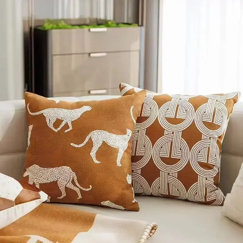 Brown Jacquard Cushion Cover