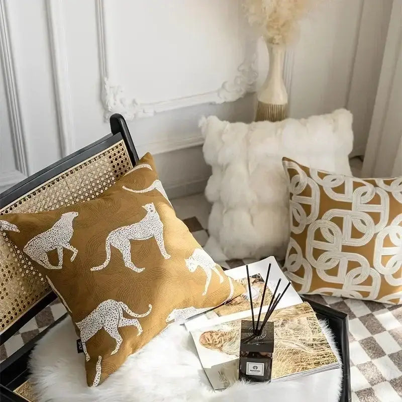 Brown Jacquard Cushion Cover