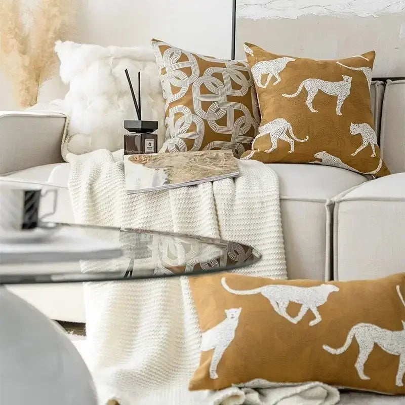 Brown Jacquard Cushion Cover