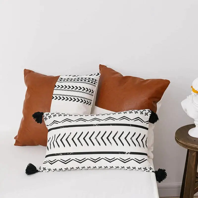 Black White Tassel Cushion